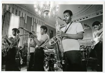 Students participating in the Summer Jobs Program by preforming in the jazz band.  (Photo Source: Washington Evening Star. Used with permission from the DC Public Library Washingtoniana Special Collection).