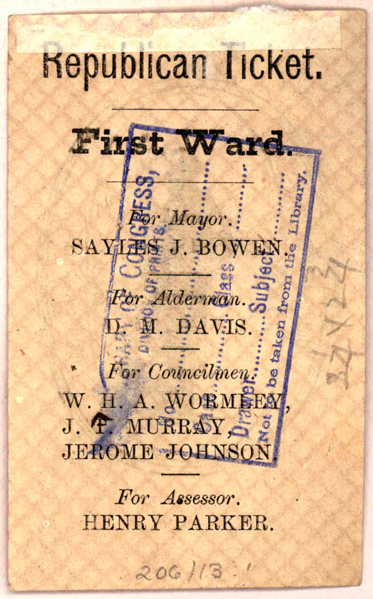 Republican ticket of the First ward 