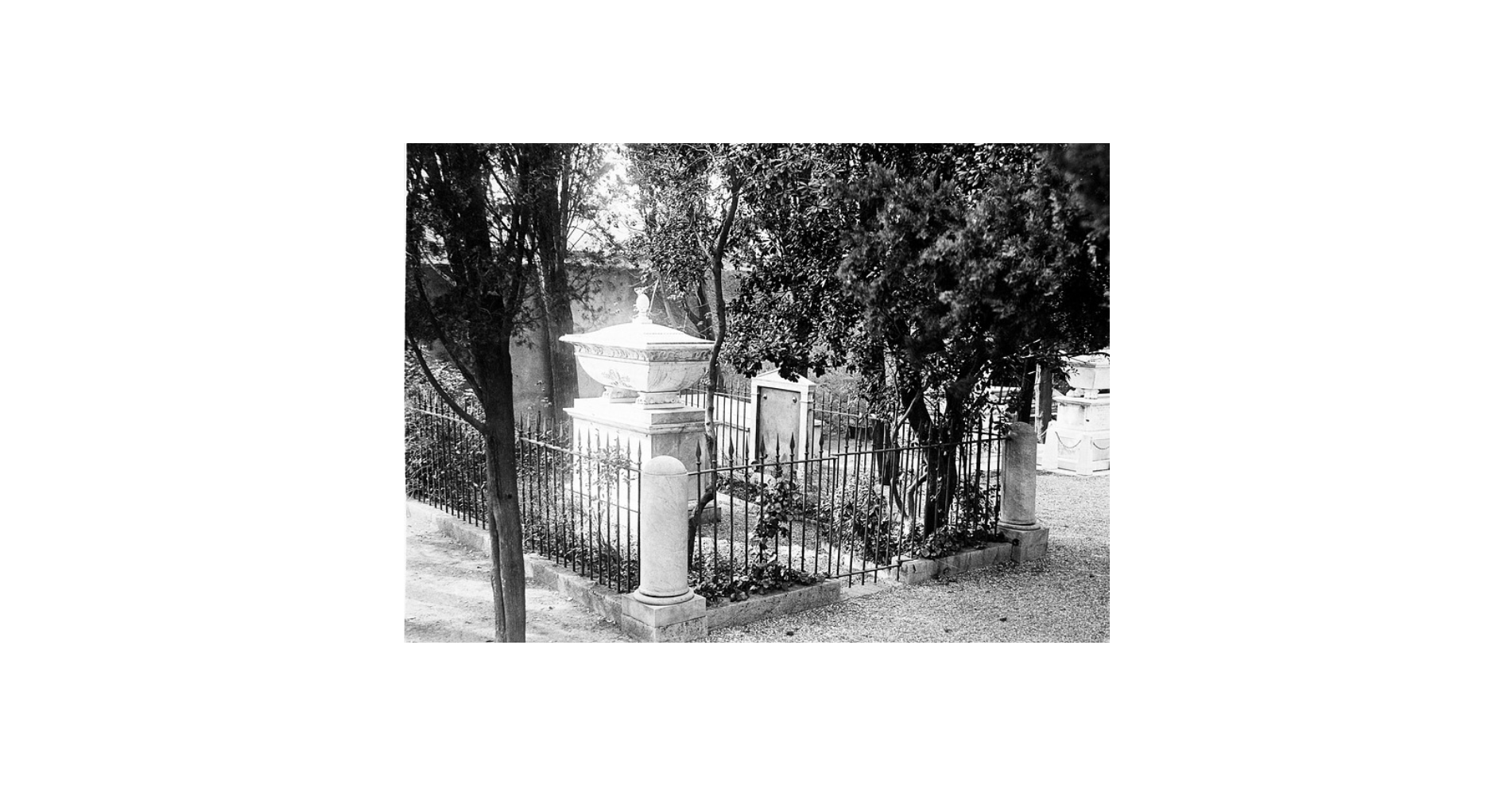 James Smithson's grave site in Italy; his plot is surrounded by an iron fence