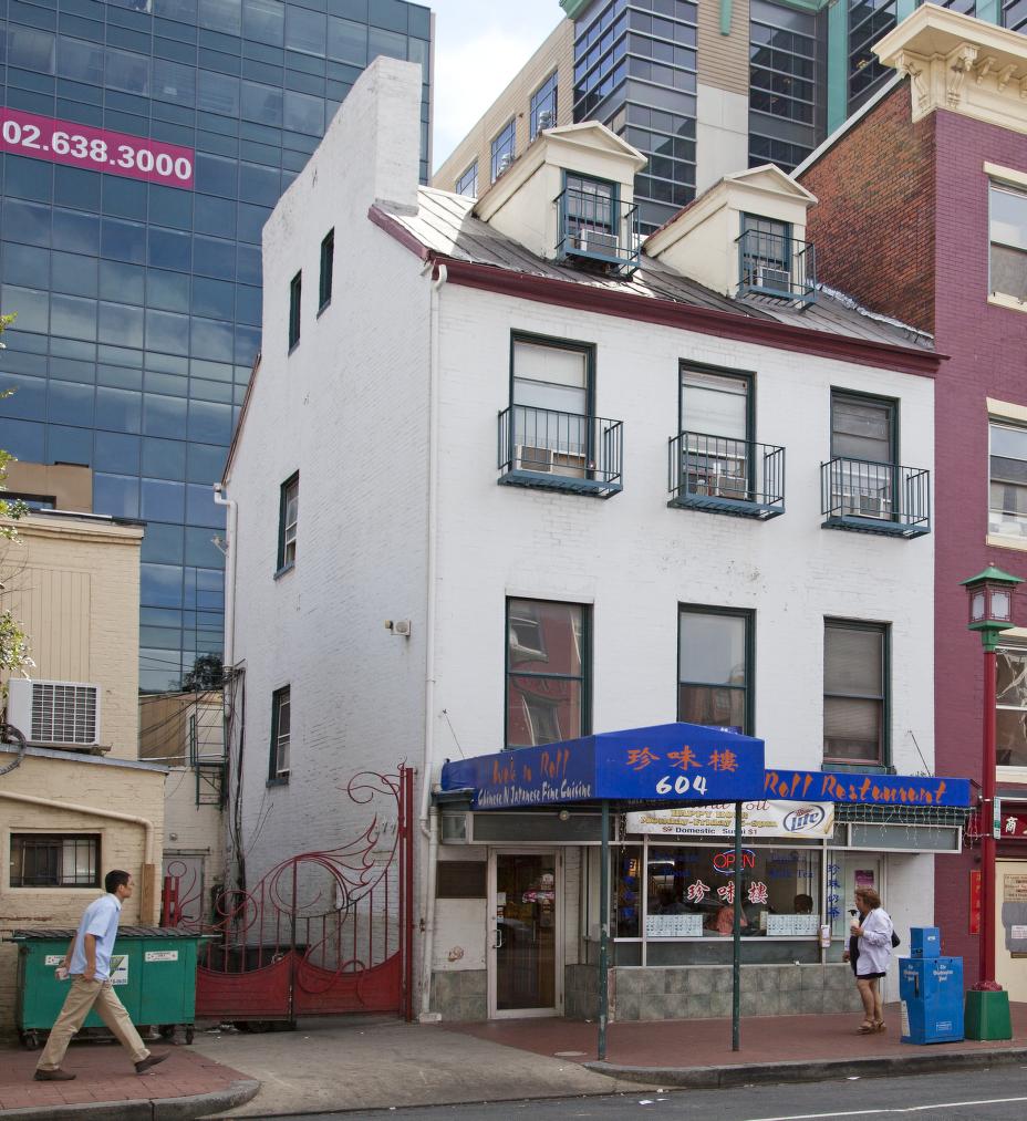 Surratt's boardinghouse today is a white three-story building which houses a Chinese restaurant. Source: Library of Congress