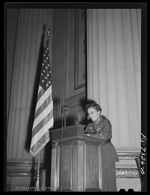 Washington, D.C. International youth assembly. The delegate from Russia, Liudmila Pavlichenko, is addressing the convention