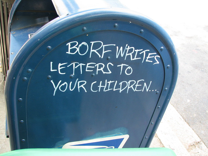 a message reading BORF writes letters to your children