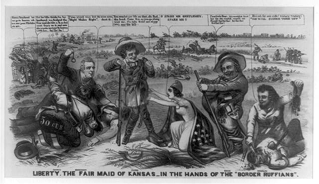 cartoon arguing for democratic responsibility for bleeding kansas