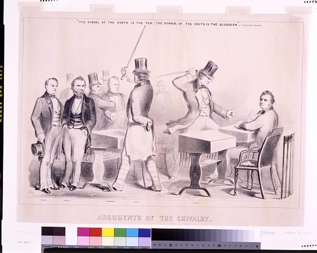 a cartoon showing brooks beating sumner