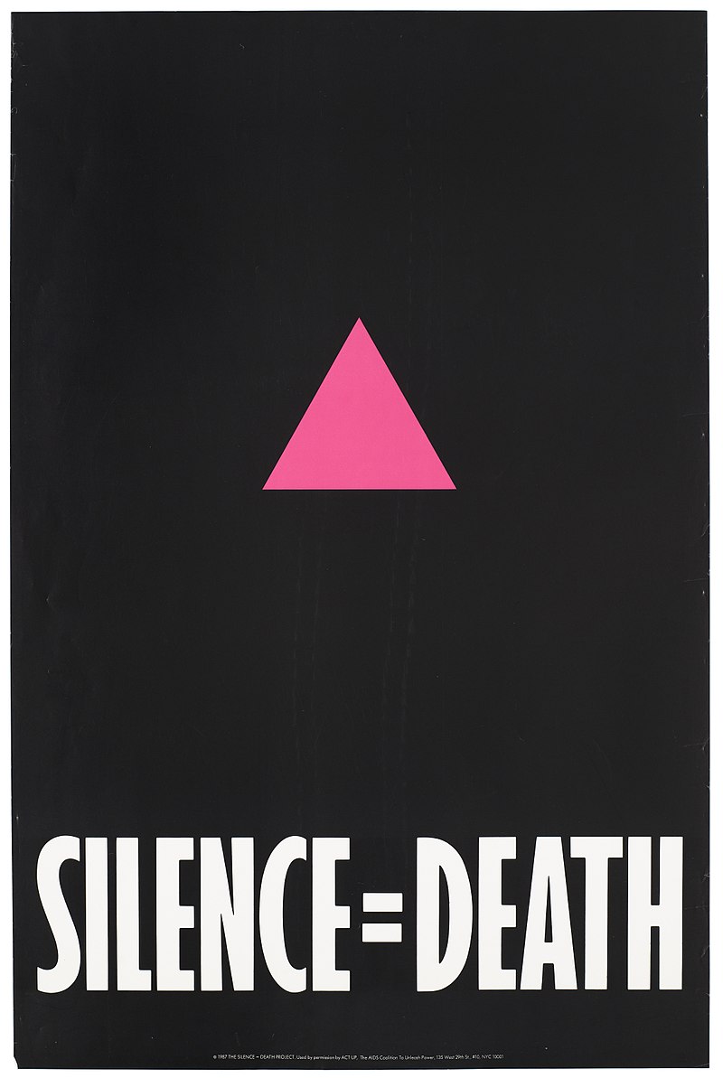 A poster showing ACT UP's slogan, Silence = Death