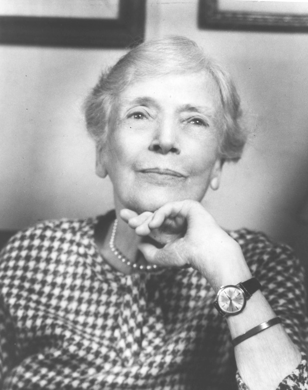 Head and shoulders portrait of elderly woman.