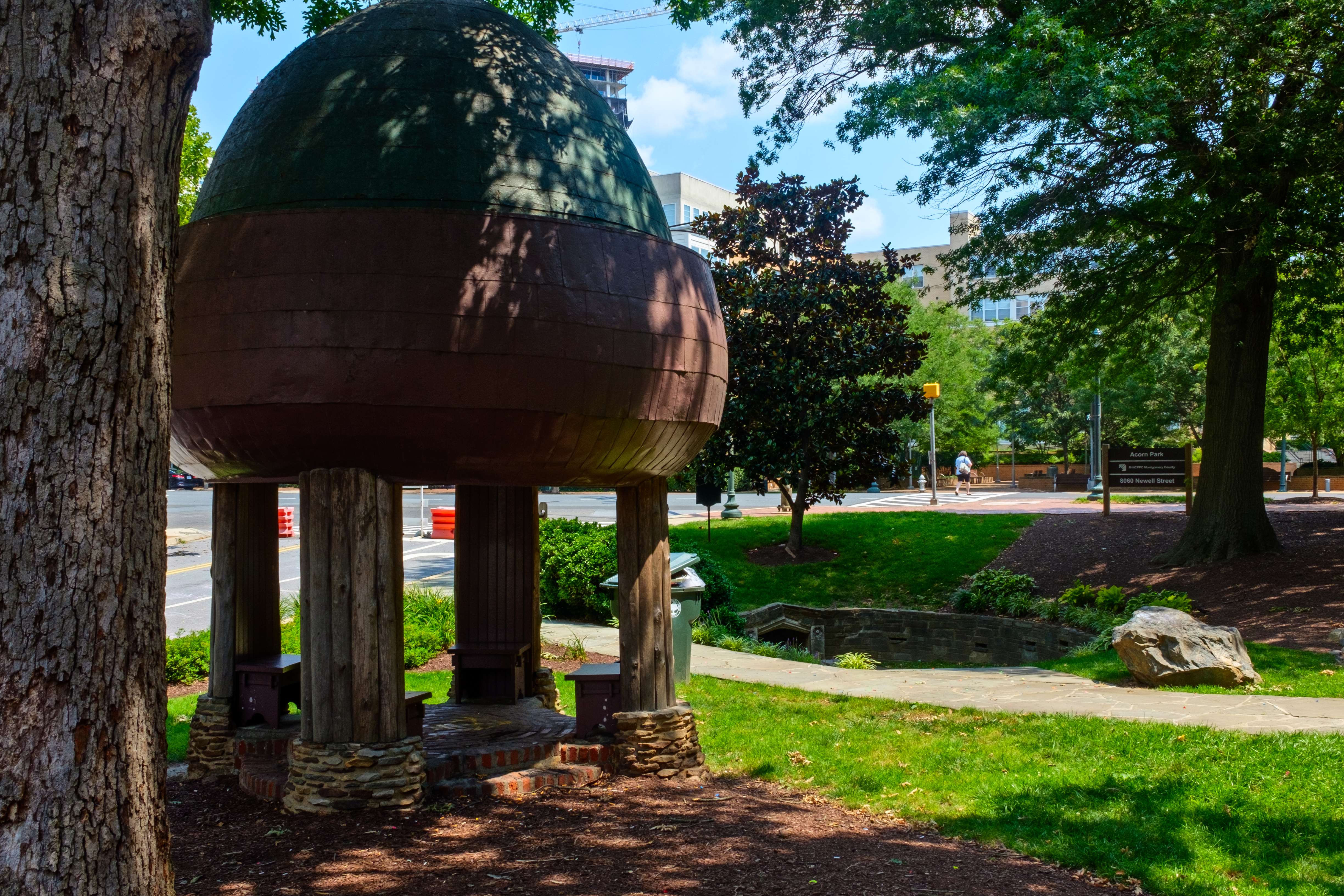 View of Acorn Park in Silver Spring with a gazebo and walkway