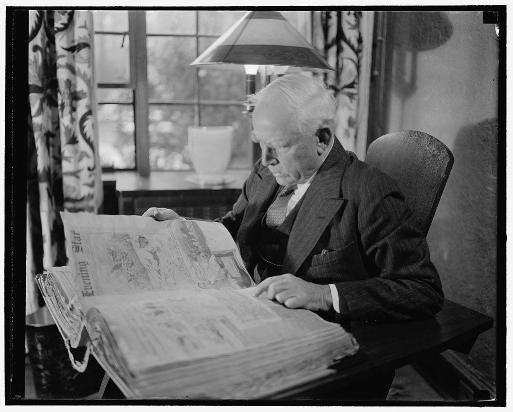 Clark Griffith, owner of the Washington Senators, reading the Evening Star. (Photo Credit: Harris & Ewing, Library of Congress) Clark Griffith, owner of the Washington Senators, reading the Evening Star. (Photo Credit: Harris & Ewing, Library of Congress)
