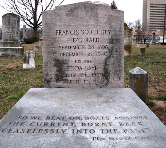 Grave of F. Scott Fitzgerald and his wife, Zelda in Rockville's St. Mary's cemetery. (Source: Wikipedia)