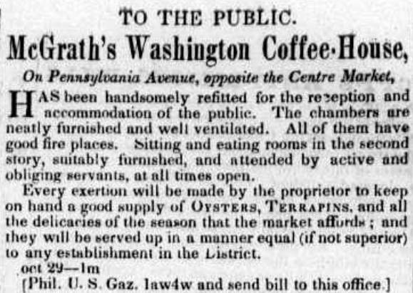 By the mid-1800s restaurants around the city advertised their terrapin dishes. 