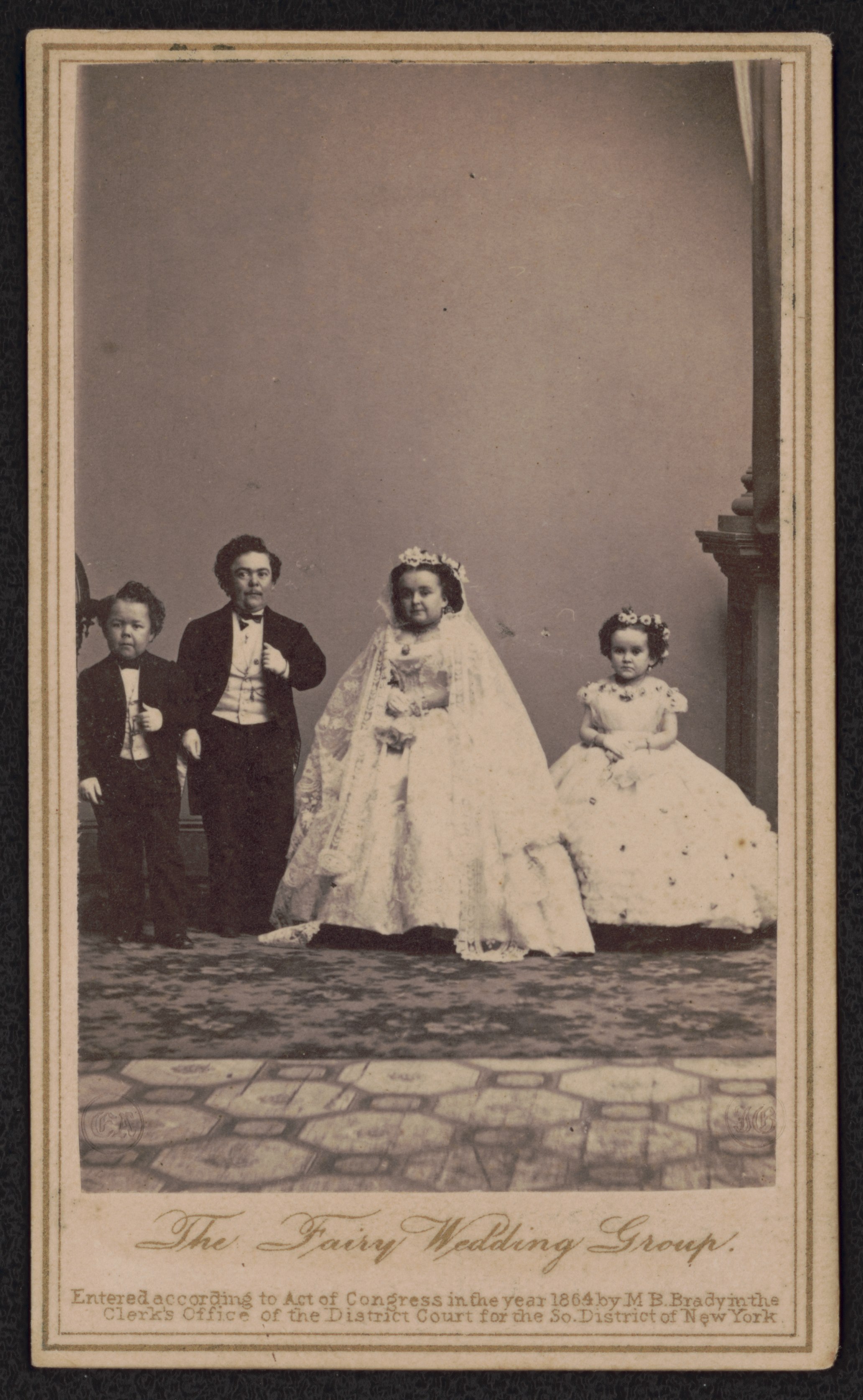 Brady, Mathew B., Approximately, photographer. The Fairy Wedding group / From photographic negative in Brady's National Portrait Gallery, from photographic negative by Brady., 1863. [New York: E. & H.T. Anthony, 501 Broadway] Photograph. https://www.loc.gov/item/2017659631/.