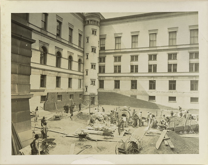 ”The Coolidge auditorium under construction, 1925.” (Photo Source: Coolidge Foundation Collection, Music Division, Library of Congress) https://www.loc.gov/exhibits/elizabeth-sprague-coolidge-chamber-music/from-berkshire-hills-to-capitol-hill.html