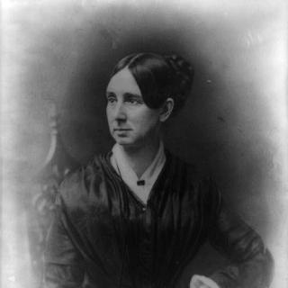 Black and white photo of Dorothea Lynde Dix seated in a black dress. Source: Alexander Street.