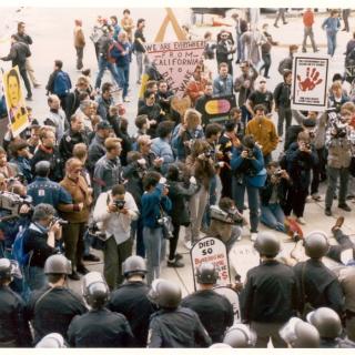 Protesters gather in front of the FDA