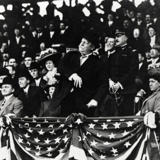 President Taft throws the first pitch, opening day at American League Park, Washington, D.C., 1910.