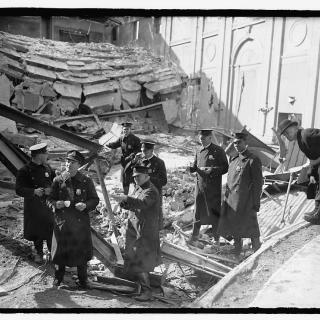 Authorities inspect rubble in aftermath of Knickerbocker Theater collapse. (Source: Library of Congress)