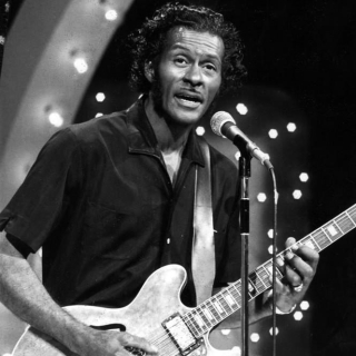 Chuck Berry performing on the television program "The Midnight Special," November, 1973. (Source: via Wikimedia Commons)