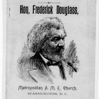 Cover of Frederick Douglass's 1894 speech, "Lessons of the Hour," a scathing rebuke of lynching delivered at Metropolitan A.M.E. Church in Washington, D.C.