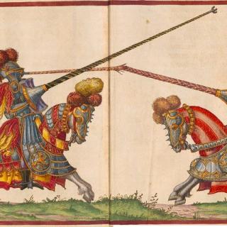 Renaissance-era depiction of a jousting. (Paulus Hector Mair, de arte athletica, 1540s from Wikipedia).