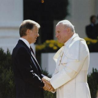 Pope John Paul II with President Jimmy Carter at the White House (Source: Wikimedia Commons, licensed via Creative Commons)