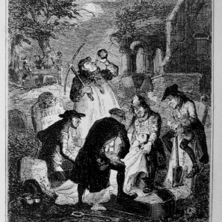 Resurrectionists robbing a gravesite.