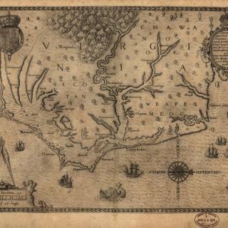 Map of Virginia, now North Carolina, written in Latin