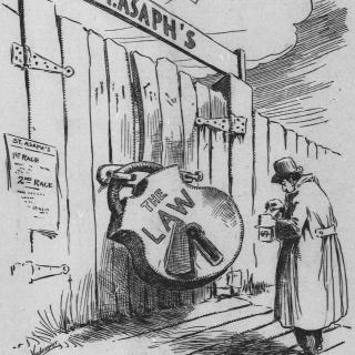 A cartoon comments on the closing of St. Asaph (Source: Washington Times, January 13, 1905)