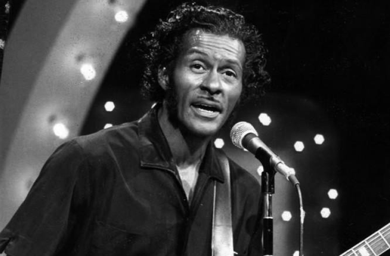 Chuck Berry performing on the television program "The Midnight Special," November, 1973. (Source: via Wikimedia Commons)