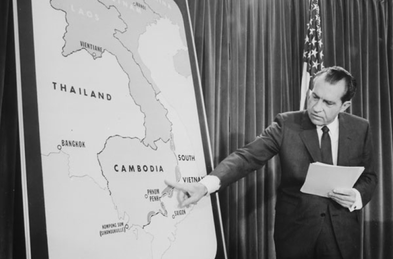 On April 30, 1970, President Nixon announced the attack on Cambodia in a televised address to the nation. (Photo: Jack E.Kightlinger/NARA)