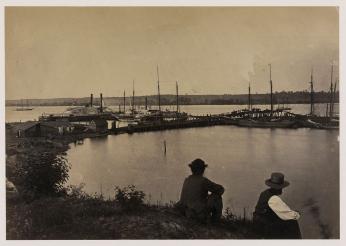 The Potomac River waters near Alexandria, shown here during the Civil War, were filled with arks that offered a variety of illicit entertainments during the late 19th and early 20th centuries. (Image Source: Library of Congress)