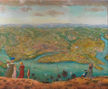 “The Village Monumental:1825” A painted portrait of what DC most likely looked like in 1825 after L’Enfant’s death. The colors are more muted but there are much more people dotting the landscape.