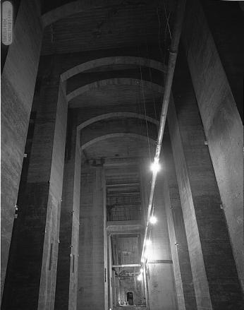 Lincoln Memorial. View of east of statuary chamber undercroft from the west on axis.