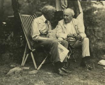 Henry Ford and Thomas Edison in discussion sometime during their 1921 trip