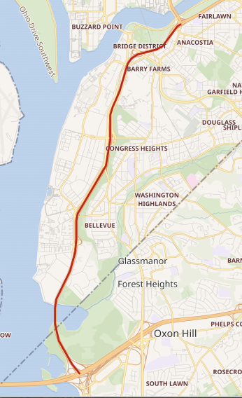 Google Maps screenshot of I-295 highway in Washington D.C.