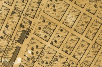 Portion of a map of New York City with the Second African Burial Ground outlined. Source: New-York Historical Society