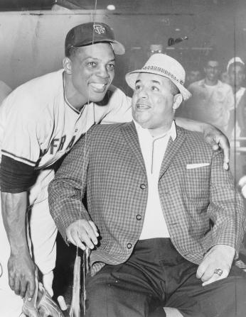 Willie Mays with Roy Campanella in 1961. (Source: Library of Congress)