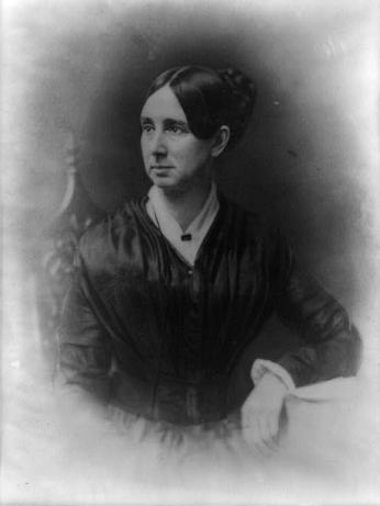 Black and white photo of Dorothea Lynde Dix seated in a black dress. Source: Alexander Street.