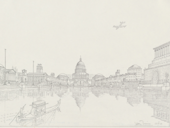 a view of the flooded Mall as Krier would have redesigned it