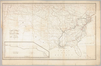 An 1829 map showing the route that Lafayette took through the United States. Source: Encyclopedia Virginia