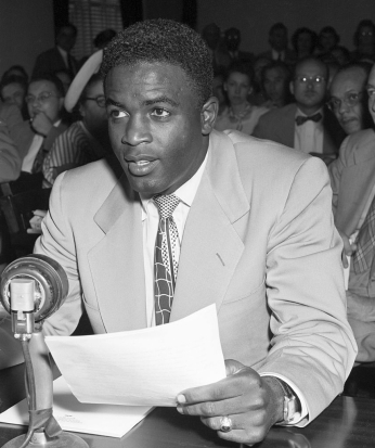 Jackie Robinson testifying before the House Un-American Activities Committee on July 18, 1949 (Bettmann Archive/Getty Images)