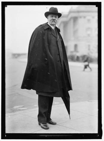 Photograph of Senator Augustus Bacon outside the Capitol building