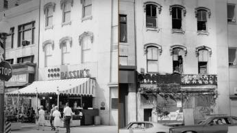 Bassin's Café before and after the Cottone's had it torched in 1978. (Photo credit: Library of Congress)