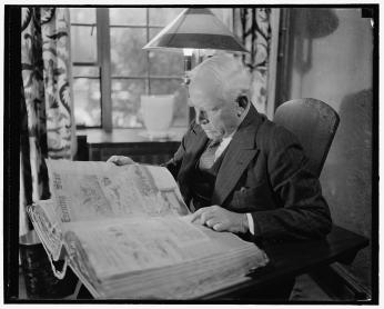 Clark Griffith, owner of the Washington Senators, reading the Evening Star. (Photo Credit: Harris & Ewing, Library of Congress)