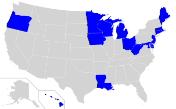 US Map showing the 16 states that ratified the D.C. V.R.A.