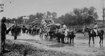 Fugitive African Americans fording the Rappahannock River, July-August 1862