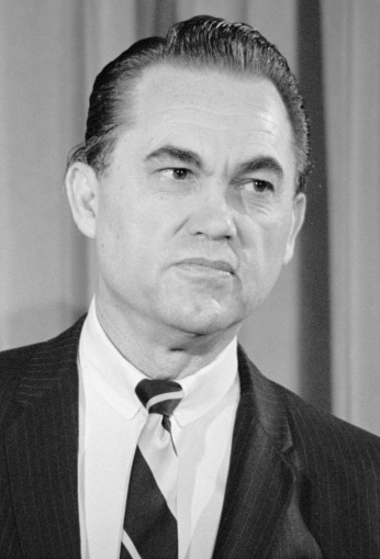 Long a controversial figure for his vocal opposition to desegregation, Alabama Governor George C. Wallace had siginificant momentum in the 1972 Presidential campaign when he made the fateful tour stop in Laurel. (Photo source: Wikipedia)