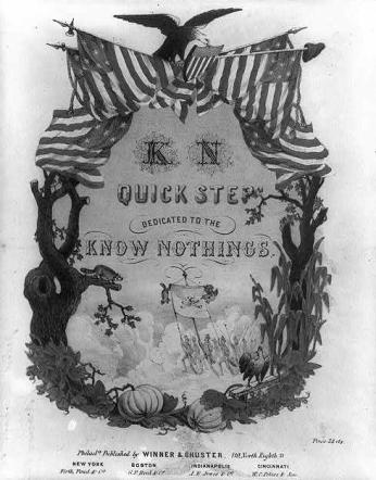 1850s sheet music dedicated to the Know Nothing party. (Source: Library of Congress)