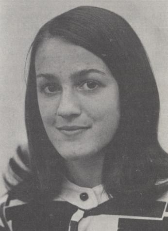 Portrait of Marla Angermeier, the first woman accepted to the College, as printed in the September 1972 issue of Georgetown Today.