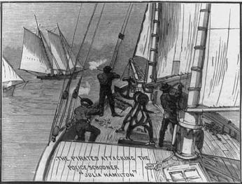 The oyster war in Chesapeake Bay An Oyster War battle in 1884