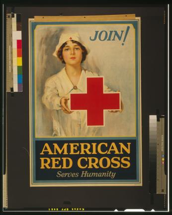 Advertisement poster for the American Red Cross circa. 1914-1918 (Source: Library of Congress)